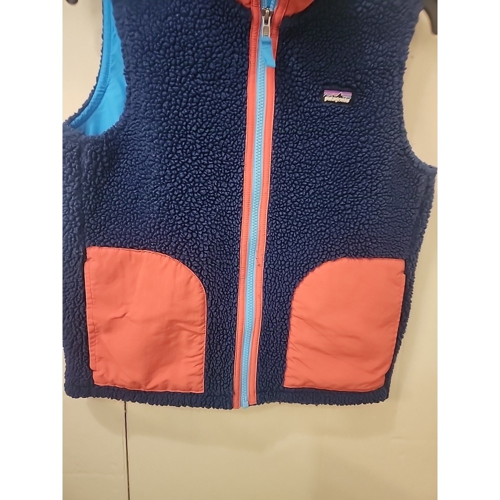 Patagonia Retro Style Better Sweater Youth XL 14 Fleece Full Zip Vest Blue Peach - Picture 5 of 9